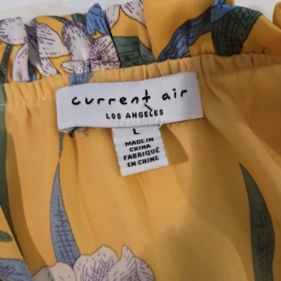 Current Air Los Angeles Ruffle Sleeve Floral Blouse | Size LYellow, Pink, - Picture 4 of 6